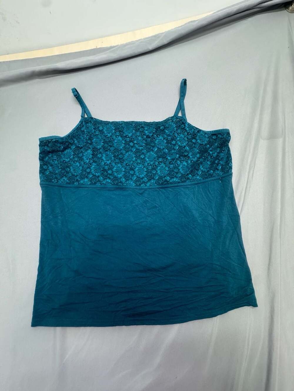Lane Bryant Cami Size 22/24 Teal Lace Trim Camisole Tank Top